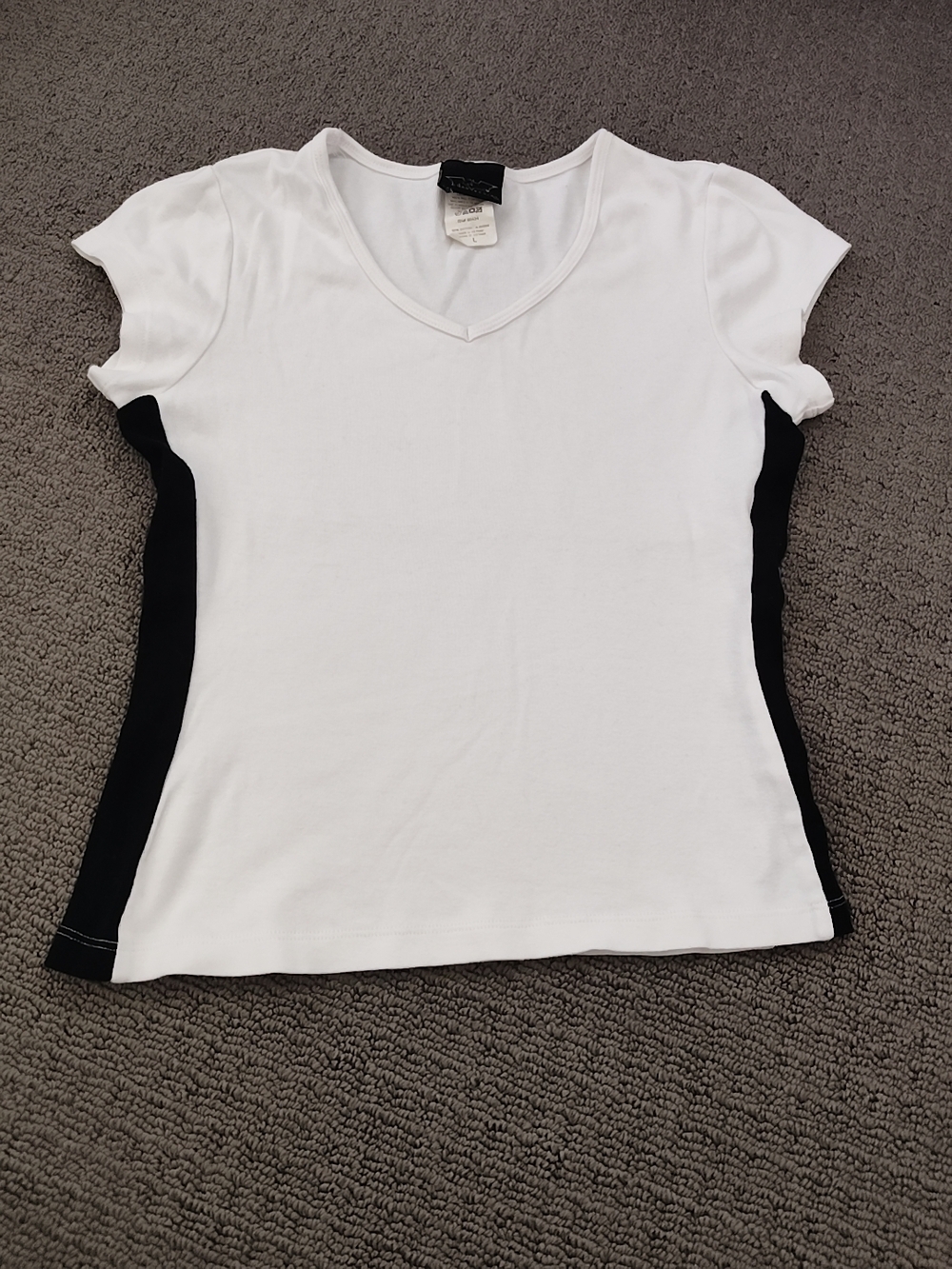 Batman White V-Neck Short Sleeve Tee with Black Side Panels